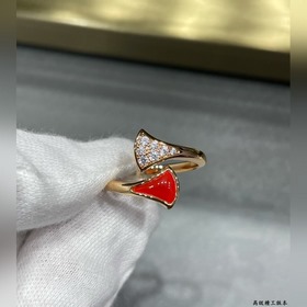 b6003碼數：678 寶格麗高級紅瑪瑙扇形裙子戒指 女神必備 氣質精雅、光芒璀