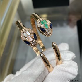 b5112 貝殼款式不接受維修反鍍 高級精工版 寶格麗高級貝母開口蛇手镯，時尚