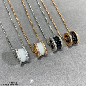 b012V金材質 CNC正品開版，精雕鍍咪金，寶格麗高級大號黑白陶瓷帶鑽彈簧項