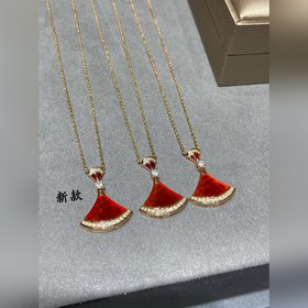 b212 寶格麗高級大號扇形紅裙子項鍊 原版刻字 美膩 diva系列 高端 一比