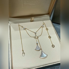b057 V金鍍咪金 寶格麗七夕高級白貝母多扇裙子項鍊，十足的女性魅力 禮贊意大
