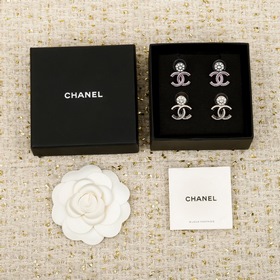 250535[我們出品]黑色，粉色！[香奈兒 CHANEL 黑色，粉色琺琅耳釘
