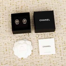 [香奈兒 CHANEL 橢圓黑曜石耳釘]25a手工坊絕美系列 全網首發 美瘋了