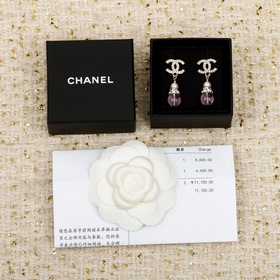 [香奈兒 CHANEL 26C 粉色水晶雙c耳釘]26C早春最新款，最新款全網