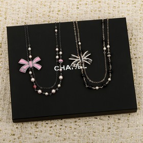250575[我們出品][香奈兒 CHANEL 25B蝴蝶結雙層珍珠鍊條項鍊]