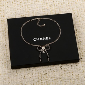 250494[我們出品][香奈兒 CHANEL 黑皮蝴蝶結項鍊]26秋冬最新系