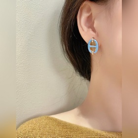 A1001愛馬仕Mini Maillon藍耳環，高級精工版 H家獨家發售~ 明星