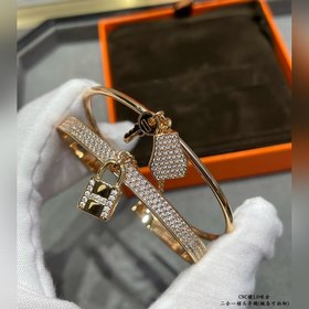 a770 加厚版(鍊條可拆卸，一款兩用)愛馬仕二合一鎖頭手镯，進口高碳鑽 太考驗