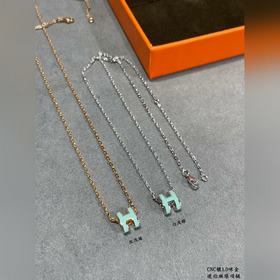 [迷你]a022V金材質 (淺綠色)對版 愛馬仕迷你H琳琅項鍊 最新诠釋H琺琅