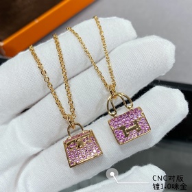 a012愛馬仕粉鑽包包項鍊，真心好看百搭，這條愛馬仕包包項鍊絕對帶出去洋氣