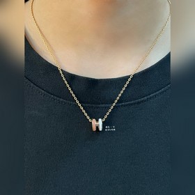 a023(升級cnc 進口滴油) (褐色 白色)對版 愛馬仕迷你H琳琅項鍊