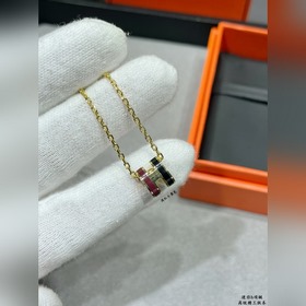 a023(升級cnc 進口滴油) (酒紅 黑色)對版 愛馬仕迷你H琳琅項鍊