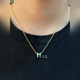 a023(升級cnc 進口滴油) (粉色 綠色)對版 愛馬仕迷你H琳琅項鍊