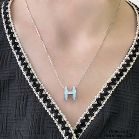 a018V金材質 (天藍色)對版 愛馬仕大號H琳琅項鍊 最新诠釋H琺琅，超級工