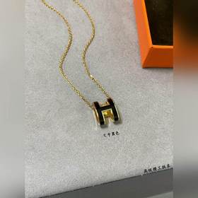 a018 V金材質 (黑色)對版 愛馬仕大號H琳琅項鍊 最新诠釋H琺琅，超級