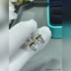 T915V金材質(分色電鍍)蒂芙尼圓形分色耳釘，璀璨閃亮 Tiffany蒂芙尼a