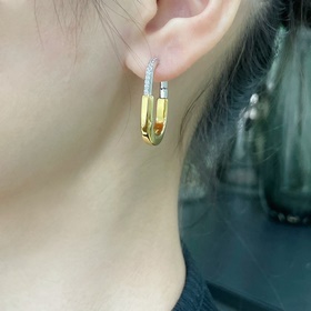 T932V金材質 (分色電鍍)Tiffany 蒂芙尼lock中號鎖頭耳環 Tif