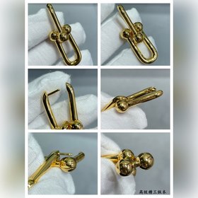 [大號]T927 Tiffany蒂芙尼any蒂芙尼雙環光面馬蹄扣耳環，可鹽可甜，