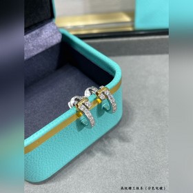 T915(分色電鍍)蒂芙尼圓形分色耳釘，璀璨閃亮 Tiffany蒂芙尼any E