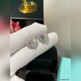 T937蒂芙尼大粉圓鑽耳釘，頂級品牌 盡顯奢華 高端定制 s925純銀打造主鑽進