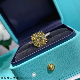 K8159 2 5 (碼數5678) 震撼高級黃鑽白鑽戒指 蒂芙尼方鑽戒指