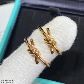 K803 ZP開版，蒂芙尼CNC光金T繩結戒指 碼數5678 相互纏繞的末端，