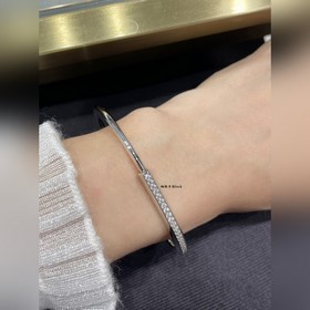 T835 V金材質 Tiffany蒂芙尼any 蒂芙尼細版半鑽lock鎖頭手镯