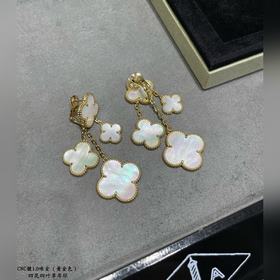 V金鍍1.0咪金 VCA高級白貝母四花四葉草耳拍，市場高級版  1：1版本高