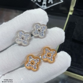 V0139 V金鍍1.0咪金 代購級别 VCA滿鑽四葉草耳拍  版型超級正，背