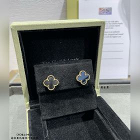 V0134VCA高級黑瑪瑙四葉草耳拍 市場高級版 1：1版本高端定制 vca梵克