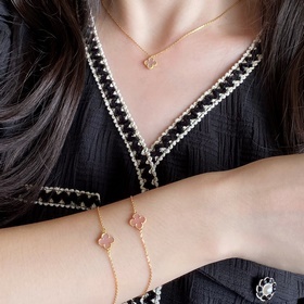 [粉貝 ](CNC扣頭)V金鍍咪金 VCA Cleef&Arpels 迷你天然