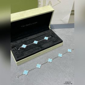 [V金藍陶瓷]ZP開版，高版本CNC 扣頭 VCA藍陶瓷五花四葉草手鍊 版型超級