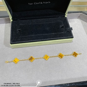 [V金 ]VV12 V金鍍咪金 VCA天然黃虎眼五花四葉草手鍊 非常獨特 個性