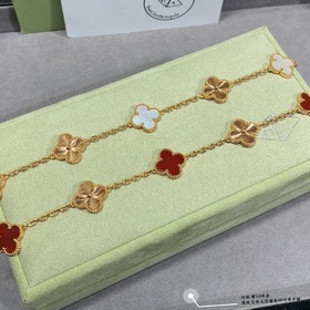 [V金 ]VCA高級貝母鐳射五花四葉草手鍊。Cleef&Arpels 四葉草