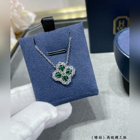 HW00019 2 5  (綠鑽)海瑞溫斯頓滿鑽四葉草項鍊# Diamond