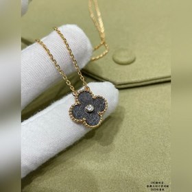 V0811高版本CNC VCA天然銀耀石四葉草項鍊 2026聖誕限定款，天然的