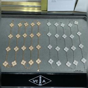 [二十花 ]V金鍍1.0咪金 VCA高級滿鑽20花四葉草項鍊。Cleef&Ar