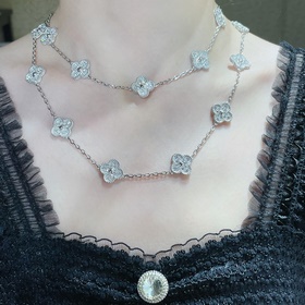V756 VCA高級滿鑽20花四葉草項鍊。Cleef&Arpels 四葉草 此