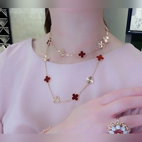 [二十花 ]V733粗鍊條 V金材質， VCA鐳射紅20花項鍊。Cleef&Ar