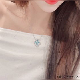 HW00019 2 5 (藍鑽)海瑞溫斯頓滿鑽四葉草項鍊# Diamond L