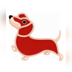V026 V金材質 臘腸犬梵克雅寶實拍 VCA動物系列胸針 小小的動物胸針有趣可