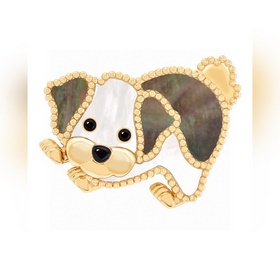 V012 V金材質 比熊犬 梵克雅寶實拍 VCA動物系列胸針 小小的動物胸針有趣