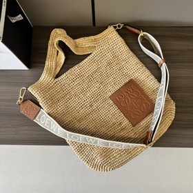 Loewe 迷你酒椰纖維和牛皮革Slit手袋 (新款) 多功能的Slit Tot