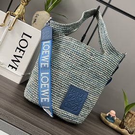 Loewe 迷你酒椰纖維和牛皮革Slit手袋 (新款) 多功能的Slit Tot