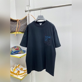 Loe 羅意威 26ss新款刺繡口袋字母LOGO棉質短袖T恤 ROU 高支高密雙