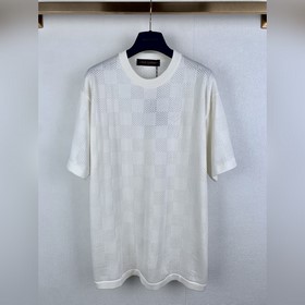 LOUIS VUITTON 路易 LV 26ss 棋盤格镂空刺繡标識短袖針織衫