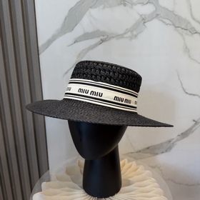 缪缪miumiu新款平頂草帽，高級定制，名媛風，細節待上，夏季防曬防紫外線，出行
