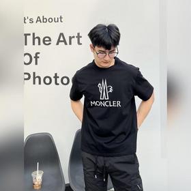 Moncler 獨家專供秋季新款 蒙口時尚休閑圓領短袖，高密度320克純棉面料