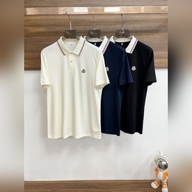 Moncler 春季新款短袖 蒙口純棉翻領短袖T恤，商務時尚純棉T恤，胸前log