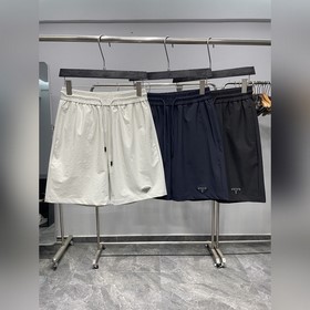 PRA26SS春夏新款密織科技纖維時尚抽繩短褲，男士經典三角标徽章時尚運動休閑短